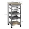 Kitchen Island Cart with Drawer, Rolling Kitchen Service Cart, Utility Trolley Cart on Wheels, 4 Tier Storage Cart for Kitchen Dining Room Coffee Bar - 4 of 4