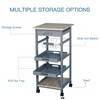 Mobile Kitchen Cart, Rolling Kitchen Island with Storage, Solid Wood Frame Utility Cart with Wire Fruit Baskets, Trays and Drawer - 4 of 4