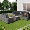 8-pieces Outdoor Wicker Round Sectional Curved Sofa Set with Rectangular Coffee Table - 2 of 4