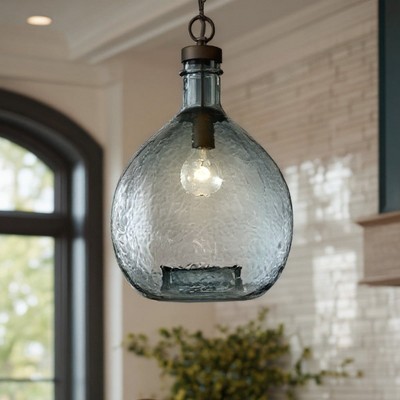 Urban Ambiance Luxury Modern Farmhouse Pendant,  20-3/8"H x 13"W,  Olde Bronze Finish, UHP2771