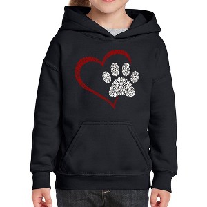 LA Pop Art Paw Heart - Girl's Word Art Hooded Sweatshirt - 1 of 4