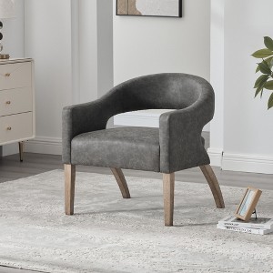 Sapphtopaz Accent Chair Open Back Barrel Chairs Upholstered Dining Chair with Wood Legs Lounge Chair for Living Room, Bedroom, Indoor - 1 of 4