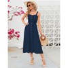 Coolmee Women's Dress Casual Summer Spaghetti Strap Dress Button Down Sleeveless A Line Beach Swing Midi Sundress - 4 of 4