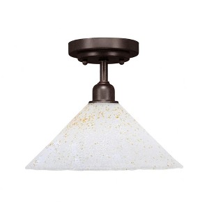 Toltec Lighting Vintage 1 - Light Flush Mount in  Dark Granite with 12" Gold Ice Shade - 1 of 1