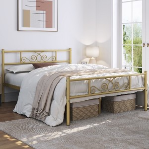Yaheetech Metal-Framed Platform Bed with Headboard and Footboard - 1 of 4