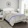 3-Piece Comforter and Sham Set "Seaside Lavender" Reversible, Hypoallergenic, Soft, Microfiber Striped Down Alternative Bedding by Lavish Home (King) - image 2 of 4