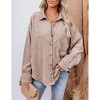 BLUEMING Womens Button Down Shirts Dressy Casual Work Shacket Collared Neck Long Sleeve Oversized Blouses - 2 of 4