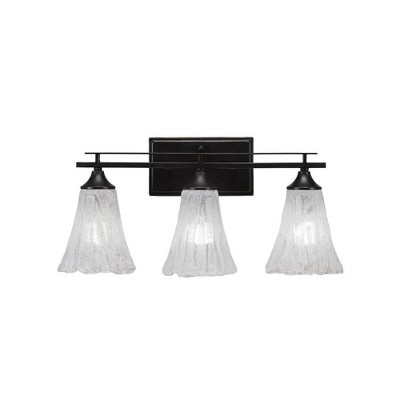 Toltec Lighting Uptowne 3 - Light Vanity in  Dark Granite with 5.5" Fluted Italian Ice Shade