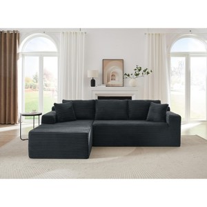 VASIP L-Shaped Left Lounge Chair Cloud Sectional Modular Sofa with Deep Seat,  for Living Room, Apartment, Bedroom No Assembly Required,Black - 1 of 4