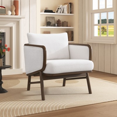 CAVINAS 1PC/2PCS Modern Accent Chair,Solid Wood Frame Padded Armchair,Plush High-Density Foam Living Room Chair for Reading Room,Bedroom,White