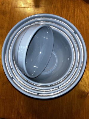 5pc Earthenware Ceramic Mixing Bowl Set Blue - Figmint™