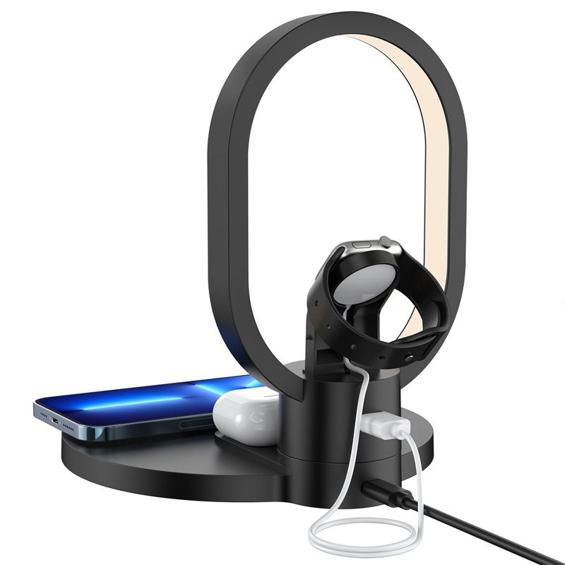 Link 4 in 1 Qi Wireless Magnetic Charging Station With LED Light For Apple and Android Phones, Watches and Earbuds, 3 of 6