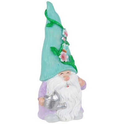 Whimsical 7.75" Purple and Green Polyresin Garden Gnome Statue