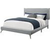 Monarch Specialties Bed Queen Size Platform Bedroom Frame Upholstered Linen Look Metal Legs Grey Chrome Contemporary Modern - 4 of 4