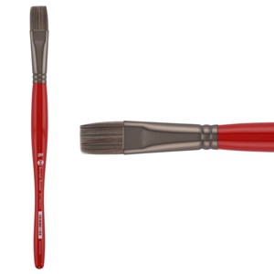 Borciani Bonazzi UNICO Silver Synthetic Series 811 Paint Brush, Flat 18 - Medium Handle Paintbrush Handcrafted in Italy, Cruelty-Free, Acrylic, Oil, - 1 of 4