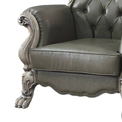 Dresden 45" Vintage Bone White PU Tufted Chair