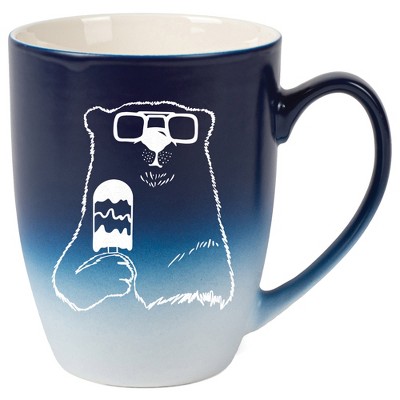 Elanze Designs 12 Ounce Vibrant Two Toned Ombre Ceramic Tea Coffee Cup Mug Blue White Ice Cream Polar Bear