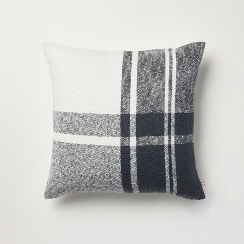 Gray plaid outlet pillow