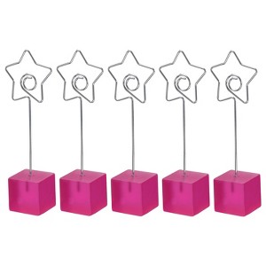 Unique Bargains Metal Resin Cube Base Star Shape Pictures Memo Place Card Holder 5 Pcs - 1 of 4