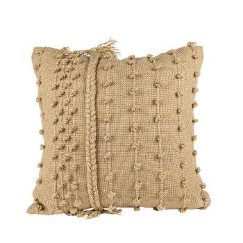 Tan Pulled Knot 18X18 Hand Woven Filled Outdoor Pillow - Foreside Home & Garden
