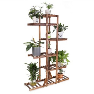 Artloge Multi-tier Extra Large Wooden Plant Stand 52" Tall Carbonized Wood Flower Pot Holder Display Rack for Home & Garden - 1 of 4