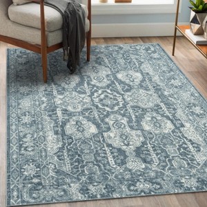 Luxe Weaver Oriental Geometric Medium Pile 5x7 Area Rug - Blue - 1 of 4