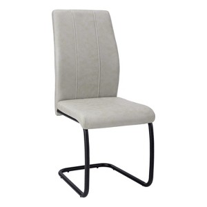 Monarch Specialties Dining Chair Set Of 2 Side Upholstered Kitchen Dining Room Fabric Metal Grey Black Contemporary Modern - 1 of 4