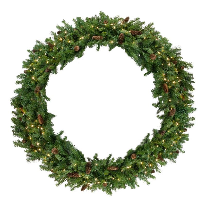Northlight Pre-Lit  Red Pine Commercial Artificial Christmas Wreath - 60-Inch, Warm White LED Lights, 1 of 5