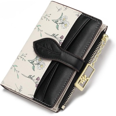 FATMOON Women’s RFID Blocking Bifold Wallet Floral Vegan Leather Card Holder with Zipper Pocket & ID Window for Everyday Use, Travel & Gift