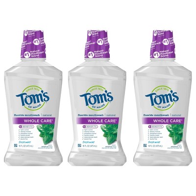 Tom's of Maine Whole Care Natural Mouthwash - Fresh Mint - 16oz/3pk