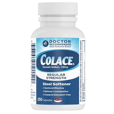 Colace Regular Strength Stool Softener, 100 mg Capsules, 250 Count