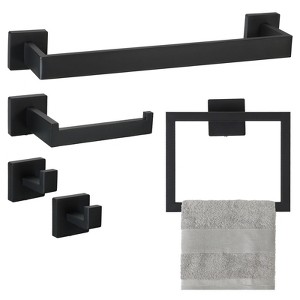 Unique Bargains Bathroom Stainless Steel Wall Mounted Towel Toilet Paper Holder and Hook Kits - 1 of 4