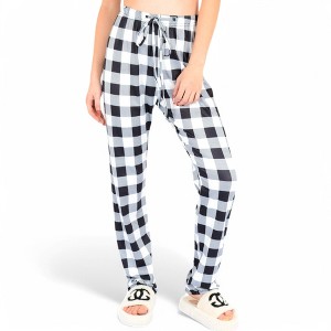 Anna-Kaci Women's Plaid Flannel Lounge Pants with Elastic Waistband and Adjustable Drawstring - 1 of 4