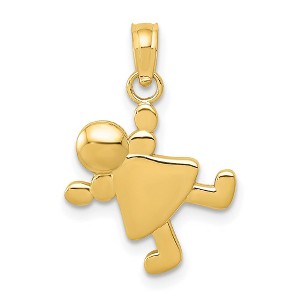 Black Bow Jewelry 14k Yellow Gold Little Girl Charm or Pendant, 13mm - 1 of 4