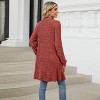 Womens Long Cardigan Lightweight Sweater Open Front Long Sleeve Outfits with Pockets Brick Red,XL - 2 of 4