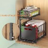 GustoWave 2 Tier Metal Slide Out Kitchen Storage Rack Shelf, Height Adjustable Under Sink Organiser with Sliding Mesh Drawers,  Black - 3 of 4