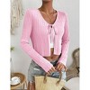 BLUEMING Summer Cardigan Sweaters for Women Cropped Lightweight Front Tie Cardigan with Eyelet Knit Rib Texture Caridigan - 3 of 4