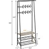Coat Rack Shoe Bench with Hooks, Hall Trees Entryway Bench with Storage, Multifunctional Hallway Organizer - 2 of 4