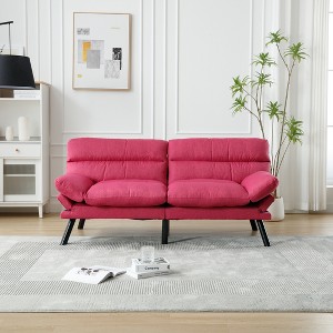 DOMETOUR 70 Inch Futon Sleeper Convertible Sofa Bed for Living Room Bedroom, Modern Thick Cushion Loveseat Couch Furniture - 1 of 4