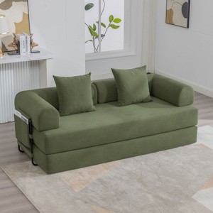 KTMBDW Sleeper Sofa Bed, Corduroy Folding Mattress Couch with Fixed-Shape Frame, Floor Sofa Lounge Couch for Living Room Bedroom - 1 of 4