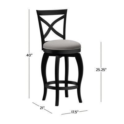Ellendale 38'' Black Wood Swivel Counter Height Stool with Fog Gray Seat