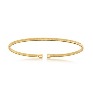 Bella Silver Sterling Silver Wire Designer Bangle, Bonded with 14K Gold Plating - Gold - 1 of 2