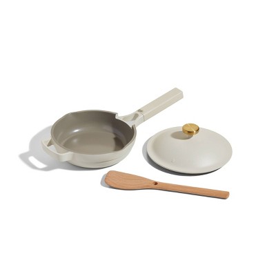 Our Place 3pc Aluminum Ceramic Nonstick Mini Always Pan Set Cream: Hand Wash, Gas & Electric Compatible, 1.2L Capacity