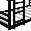 NicBex Twin Size Bunk Bed Convertible Triple Wooden Bed Frame with 2 Ladders and Full Length Guardrail, No Box Spring Required - 4 of 4