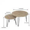INFURNIC Coffee Tables Round Nesting Coffee Table Set of 2 Imitation Marble Top Sturdy Metal Base for Living Room, Brown, 27.56"*27.56"*17.72" - 3 of 4