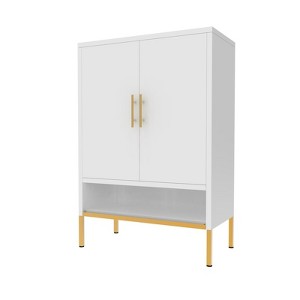 GlasFlength Decorative Storage Cabinets, 2 Door Shoes, White, 27.6"*13.78"*41.34" - 1 of 4