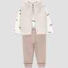 Carter's Just One You® Baby Boys' 3pc Dog Faux Shearling Vest with Bodysuit and Jogger Pants Set - Cream - 2 of 4