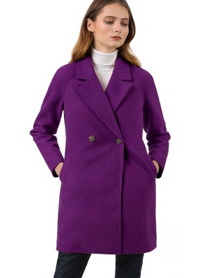 INSPIRE CHIC Women's Notched Lapel Double Breasted Raglan Sleeve Winter Coat