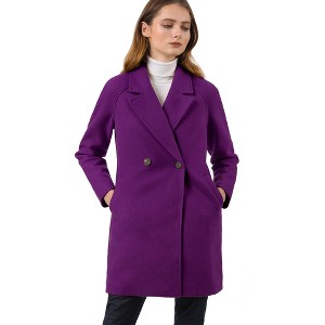 INSPIRE CHIC Women's Notched Lapel Double Breasted Raglan Sleeve Winter Coat - 1 of 4