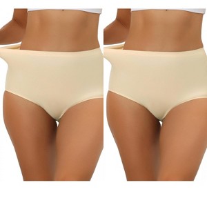 Allegra K Women's Elastic High-Waisted Unlined Breathable No-Show Hipster Underwear 2 Packs - 1 of 4